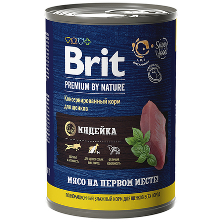 Консервы BRIT PREMIUM BY NATURE puppy индейка для щенков всех пород 6х410г