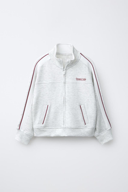 ZARA ТОЛСТОВКА НА МОЛНИИ В СПОРТИВНОМ СТИЛЕ, СЕРЫЙ МЕЛАНЖ