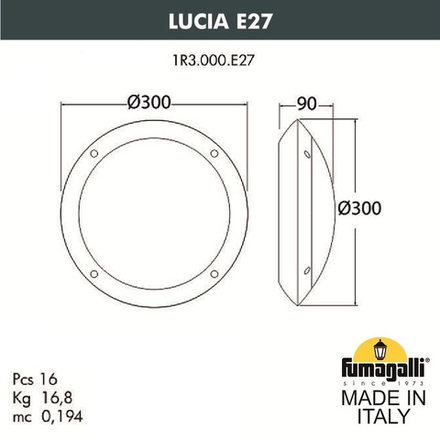 Уличное бра FUMAGALLI LUCIA BACKLIT 1R3.000.000.AYE27.BU1