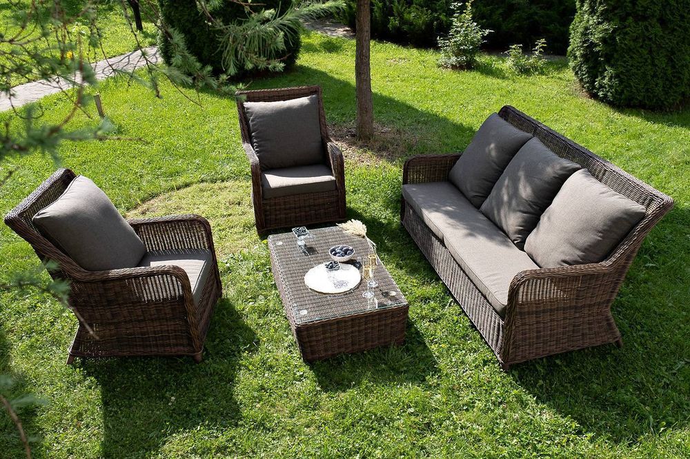 "Гляссе" лаунж-зона из искусственного ротанга, цвет коричневый