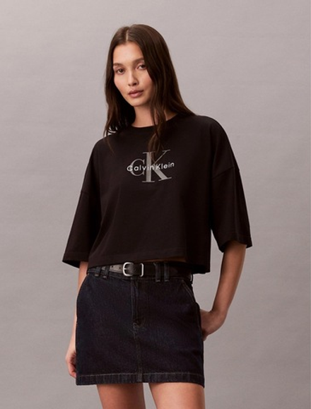 Футболка Calvin Klein Monologo Cropped Boxy Fit Black