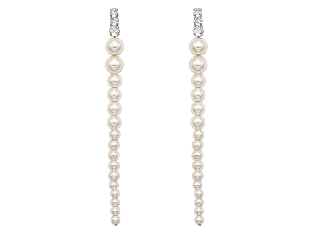 Серьги Вечерние со стразами и жемчугом