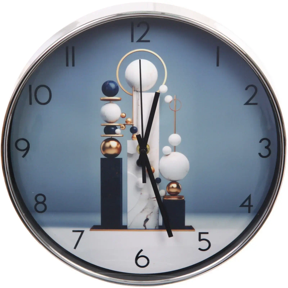 Часы настенные «HOME STYLE» 30см Геометрия, серебристый корпус