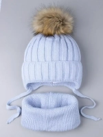Шапка зимняя детская с помпоном и снуд
