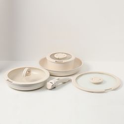 Набор посуды для приготовления со съемной ручкой Smart Ceramic, 7 предметов, цвета топленого молока