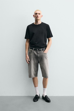 ZARA ДЖИНСОВЫЕ ШОРТЫ LOOSE FIT, СЕРЫЙ