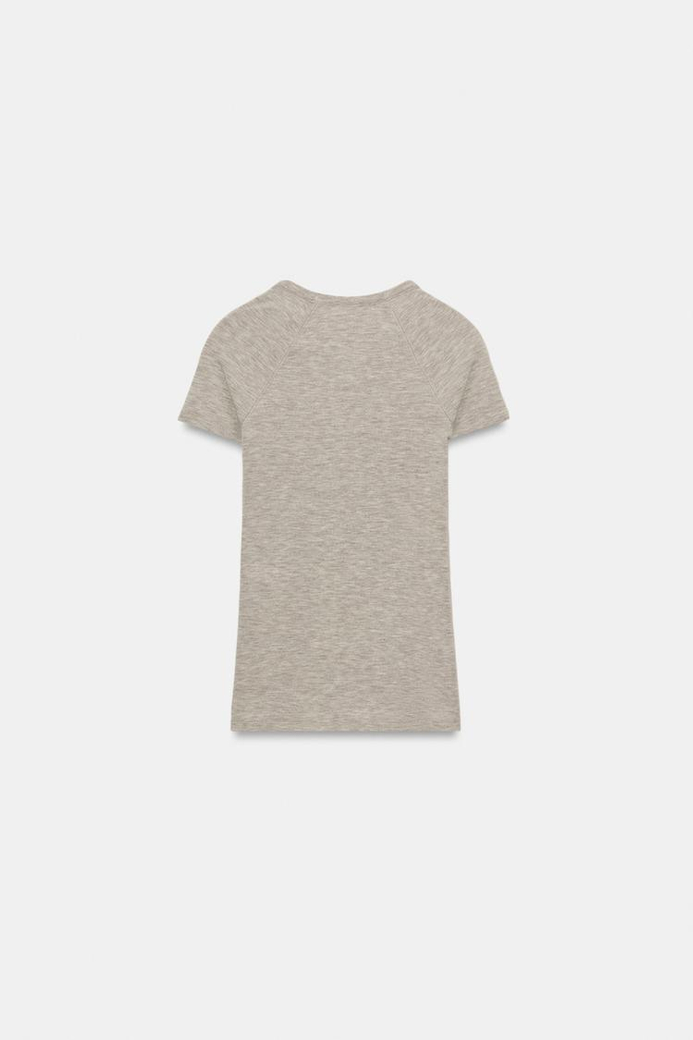 ZARA ФУТБОЛКА С КОРОТКИМИ РУКАВАМИ РЕГЛАН, БЕЖЕВЫЙ МЕЛАНЖ