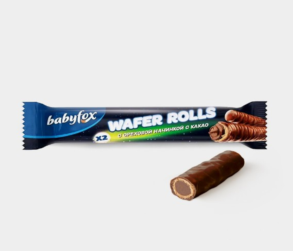 Трубочка "BabyFox. Wafer rolls" 16 гр с ореховой начинкой