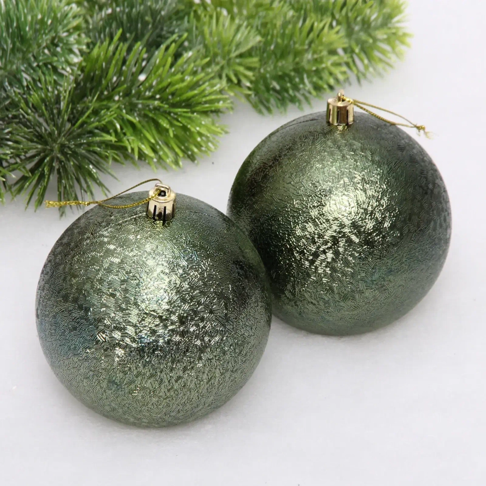 Новогодние шары 10см (набор 2шт) «Мягкий блеск», изумруд