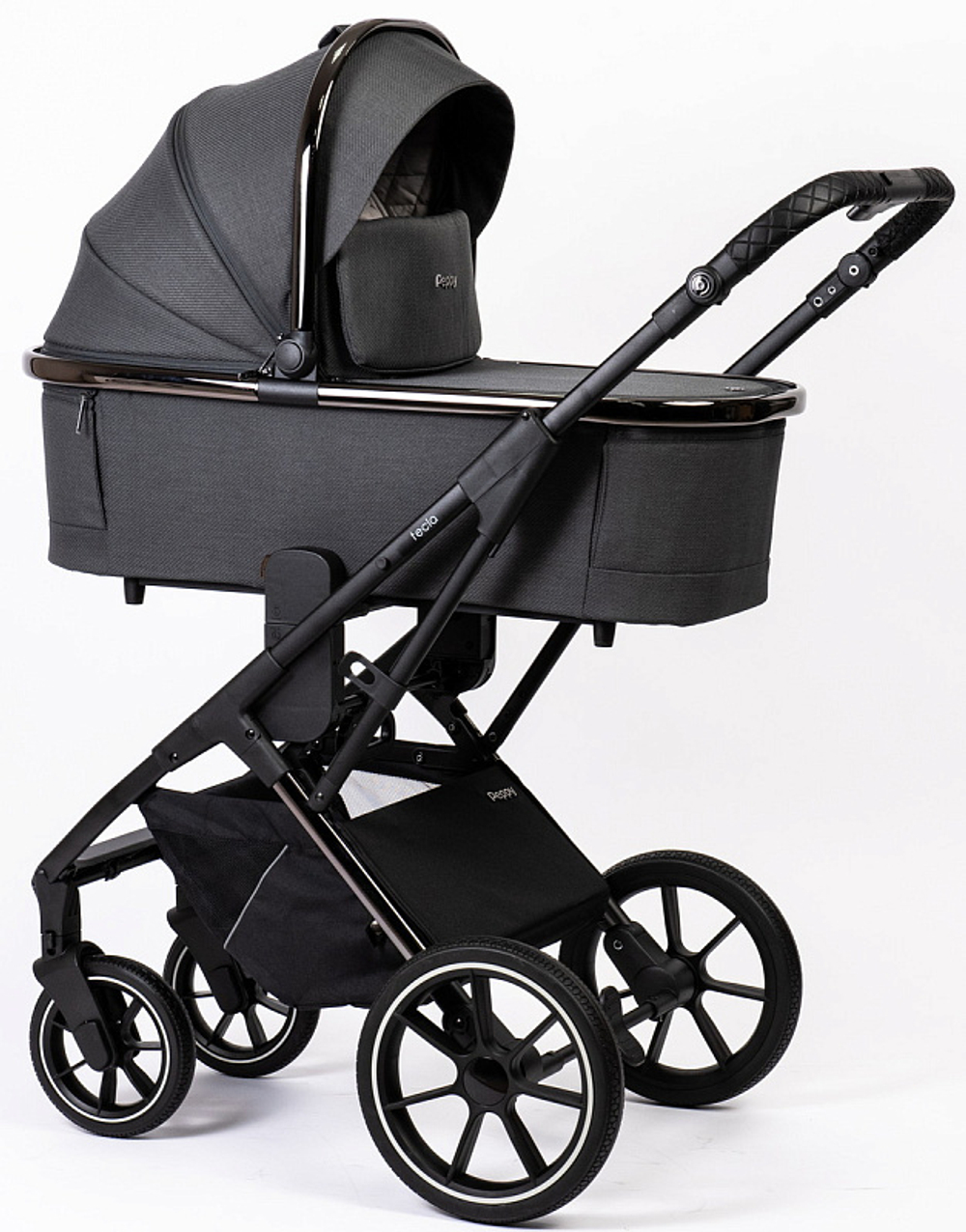 Детская коляска Peppy Tecla 3 в 1 Shadow Antrazit Chrome Edition (Графитовый)