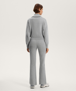 OYSHO Расклешенные трикотажные брюки, светло-серый