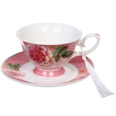 Чайная пара керамическая «Грация» (кружка 220мл+блюдце) в подарочной коробке, красная роза
