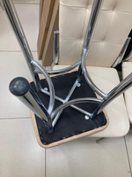 Табурет Квадрат каркас хром основание экокожа бежевый крокодил