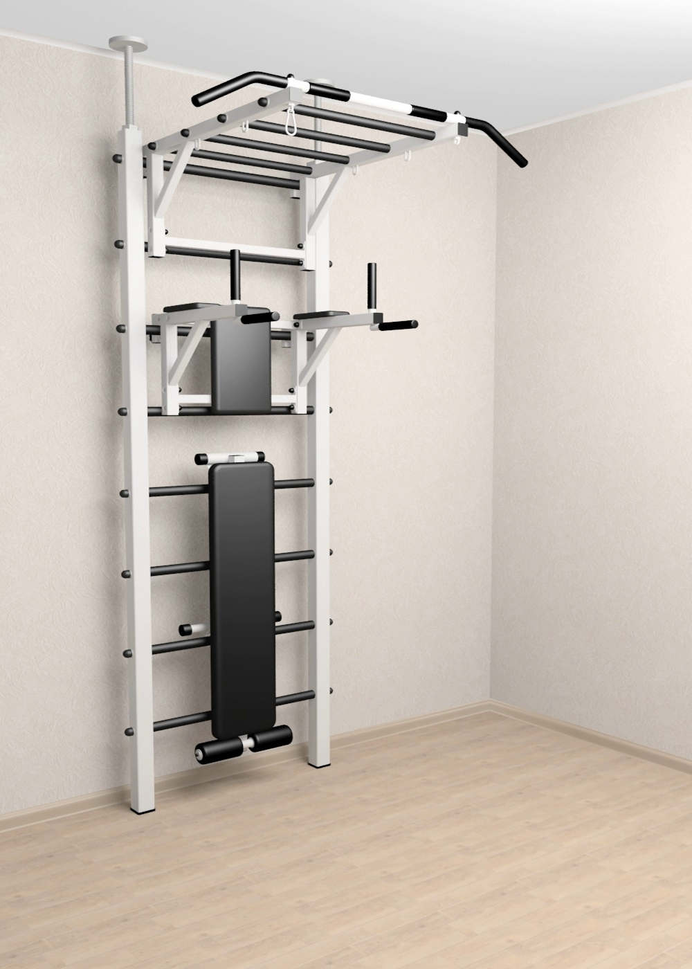 Шведская стенка Sv Sport враспор (Турник рукоход/Брусья/Скамья)