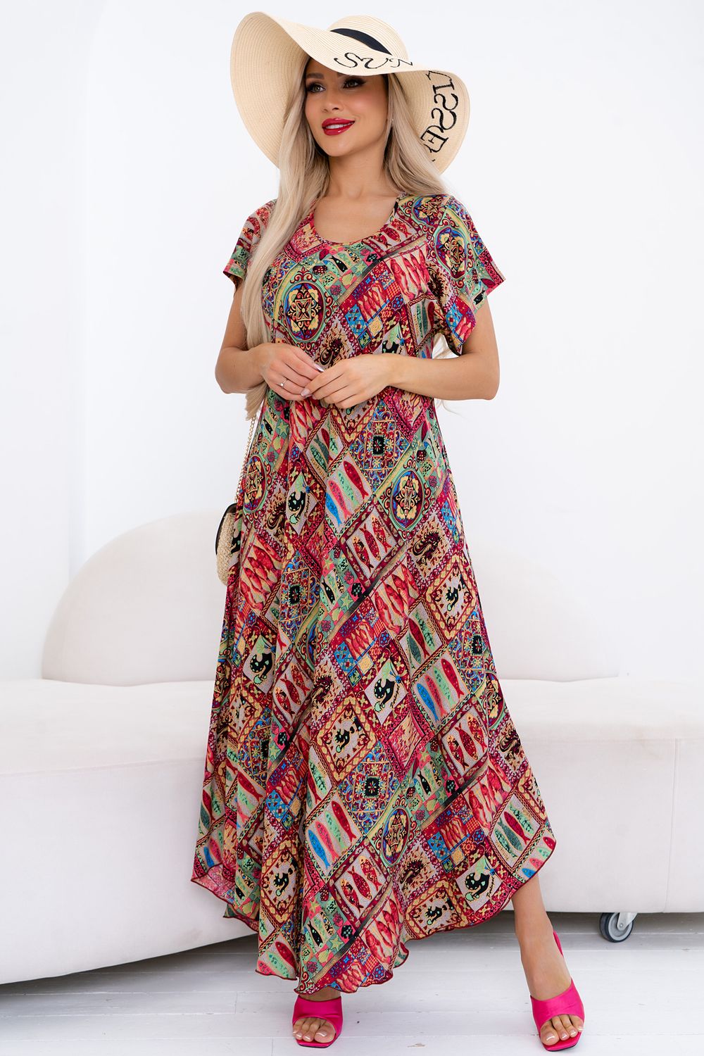 Платье Магия лета (марсала/абстрация) Р11-867/24 Nikol (Акция)