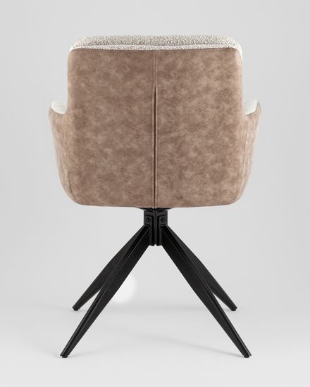 Стул обеденный поворотный Wick светло-серое букле c бежевой экокожей