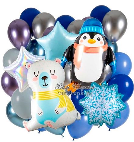 Букет шаров "Пингвин и белый медведь"