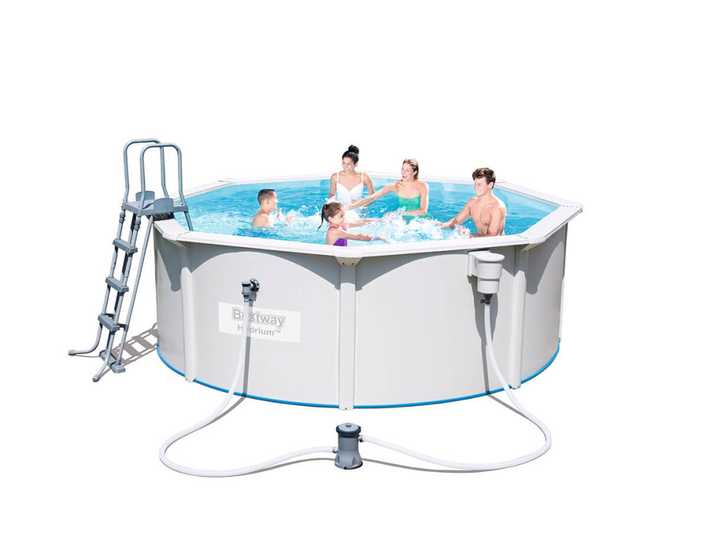 Стальной бассейн Bestway Hydrium Pool Set 360х120 см + фильтр-насос 2006 л/ч, лестница, подстилка (56571/56292 BW)