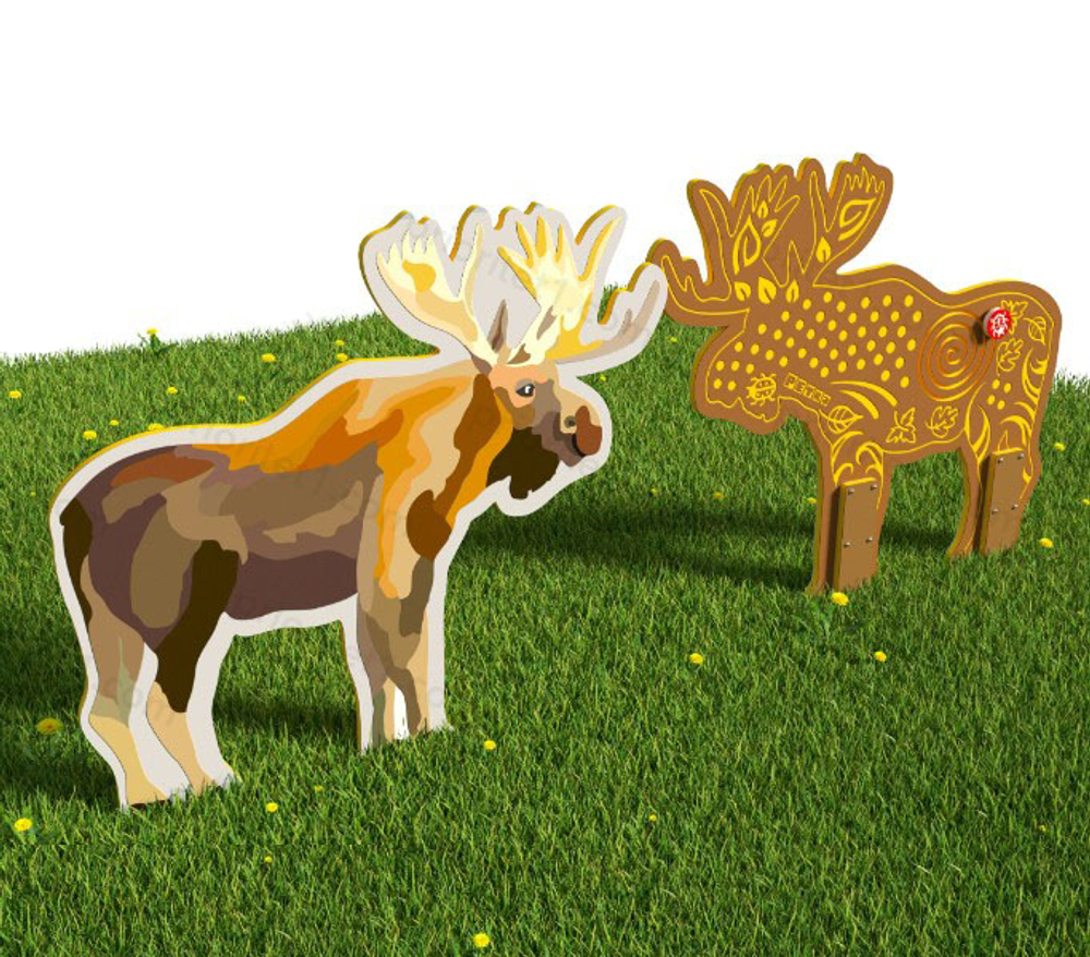 Уличный двусторонний модуль с сенсорными элементами Тактильный топиарий Животные леса