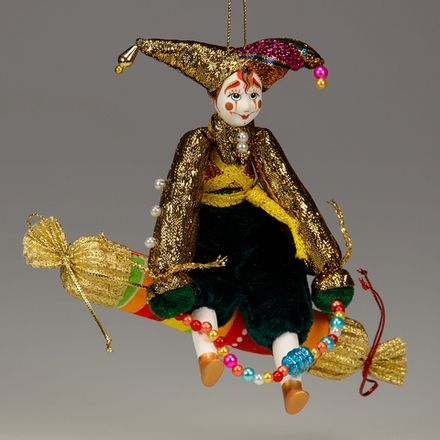 Ёлочная игрушка Скоморох на хлопушке