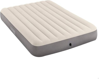 Мaтрас нaдувной Intex 64144 Pillow Rest King 183х203х25 см / Крoвать нaдувная Интeкс двухспальная велюровая королевского размера со встроенным подголовником