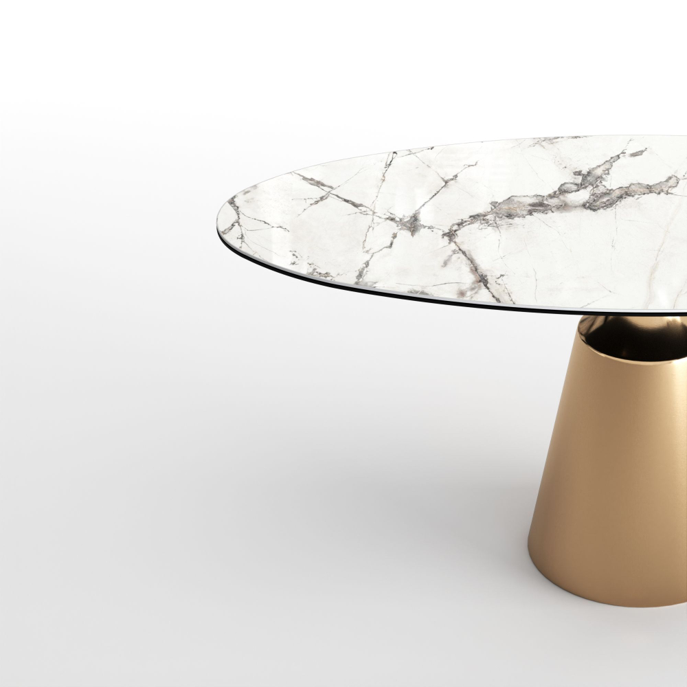 Стол овальный Lucas 160, керамика глянцевая, белая