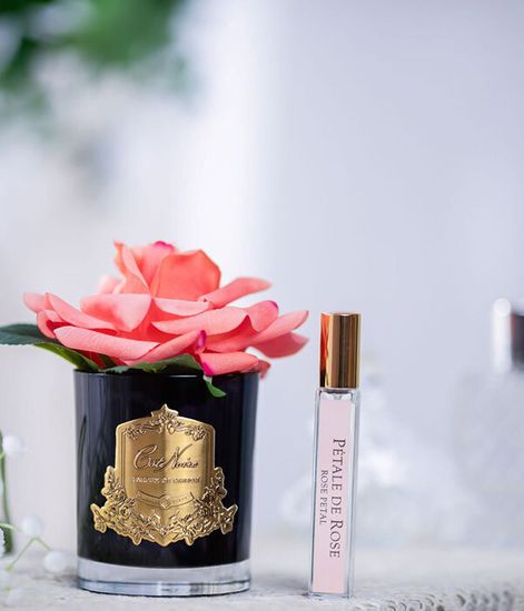 Коралловая роза ароматизированная в черной вазе, Cote Noire