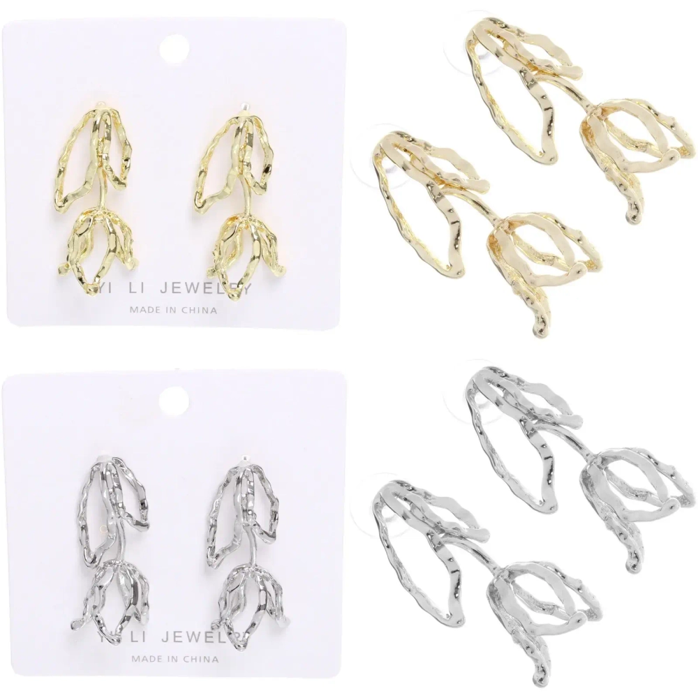 Серьги «ЭЛЛОДИ», тюльпаны, цвет золото и серебро, 4*1,5см