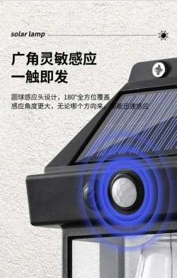 светильник садовый на солнечной батарее уличный настенный с датчиком движения