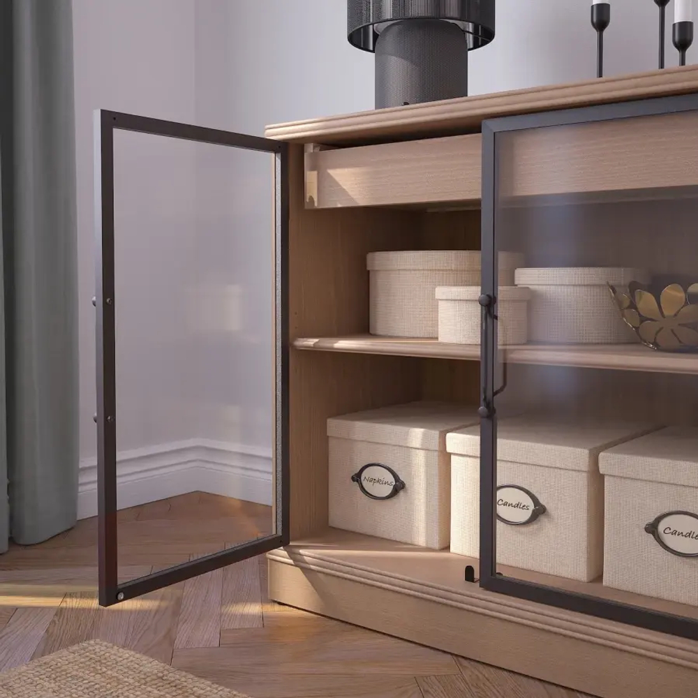 Шкаф для хранения  - LANESUND IKEA/ ЛАНЕСУНД ИКЕА, 161x47x81 см, коричневый/прозрачный