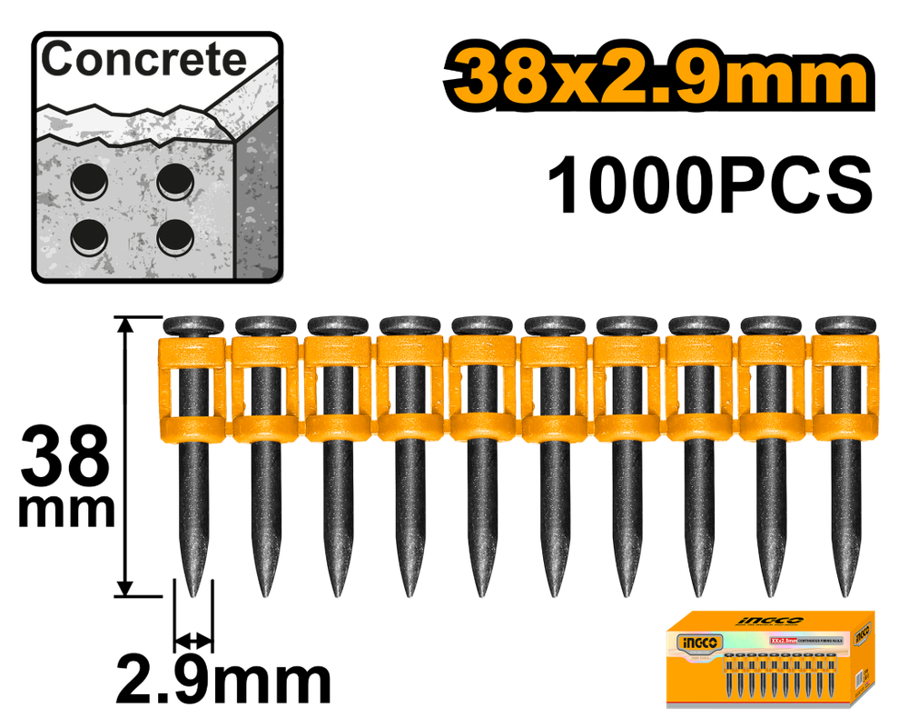 Гвозди по бетону INGCO ANA02381 38х2,9 мм 1000 шт.