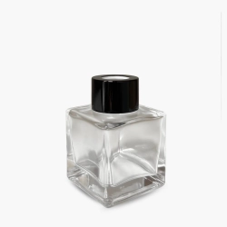 Комплект: Флакон для диффузора 50 мл прозрачный куб с черной крышкой