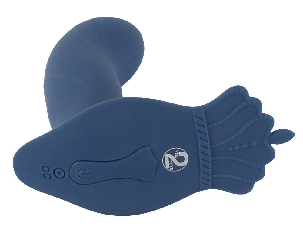 Синий вибростимулятор простаты Vibrating Butt Plug - 11,7 см. (Цвет: синий)