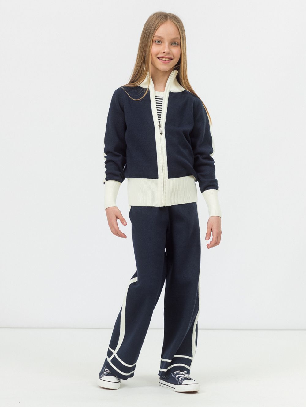 Кардиган на молнии для девочки в школу AT1069 синий