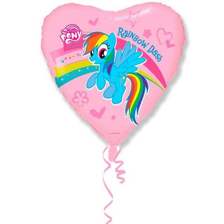 18 Сердце Пони Радуга / Pony / 1 шт /, Фольгированный шар Д29