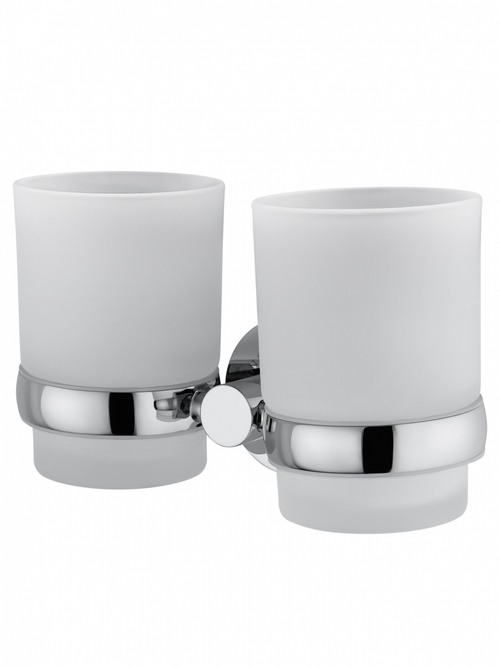 Два стакана для зубных щеток с держателем WONZON & WOGHAND EASY, Хром (WW-8128)