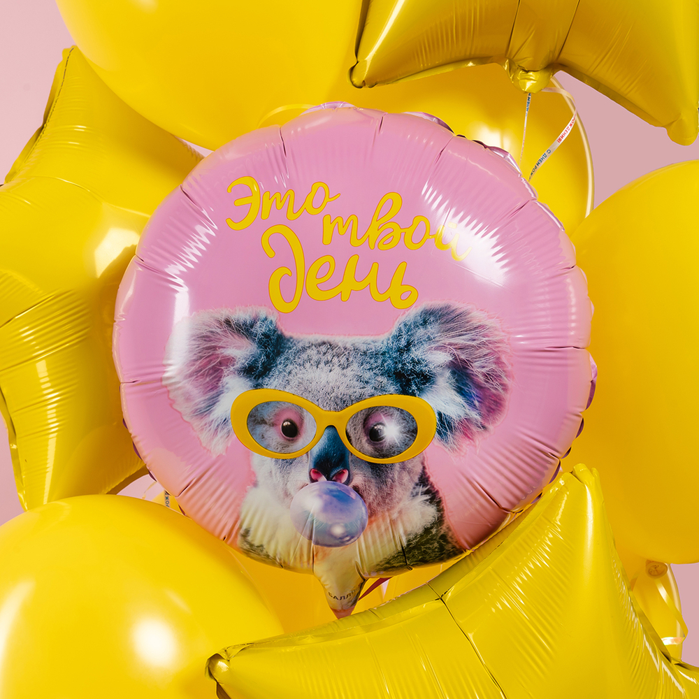 Шар (18''/46 см) Круг, Это твой день (коала)