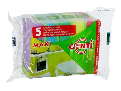 Губка для посуды 5шт 9,5*6,5*2,5 МАКСИ Азур