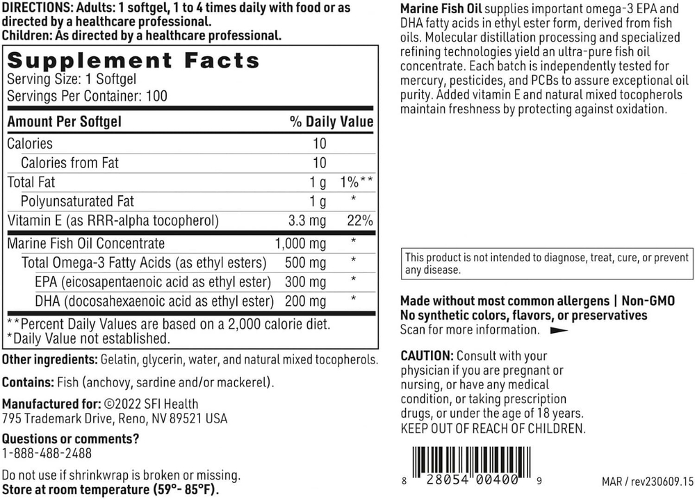 Klaire Labs - Marine Fish Oil - 100 softgels