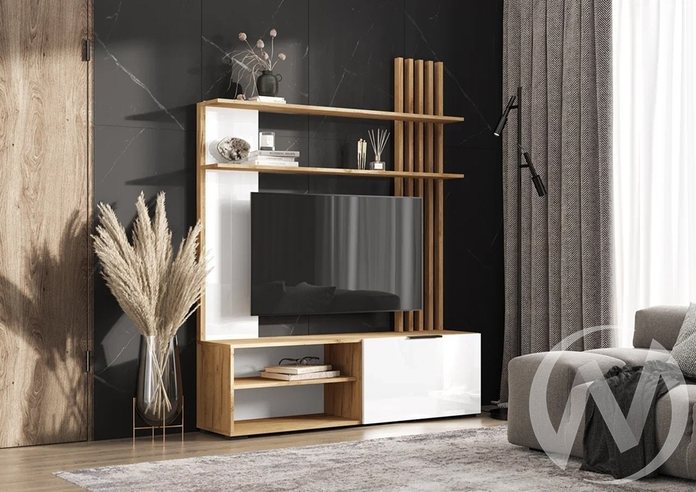 Гостиная МС Роджина (дуб крафт/белый глянец холодный)