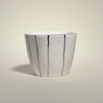 Стакан белый в полоску, платина, 220мл