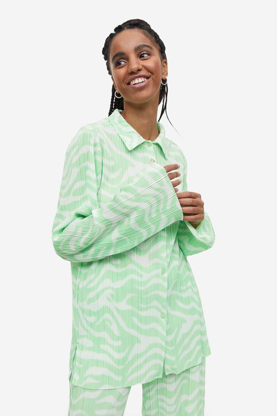 H&M Плиссированная рубашка, светло-зеленый