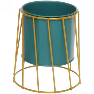 Кашпо металлическое «Vesna-Грейси» 9,5*11*12,5см на металлической подставке,цвет голубой