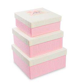 WF-30-A Набор коробок из 3шт «Прямоугольник» цв.розов./крем.