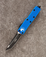 Автоматический складной нож Microtech UTX-85 T/E Tanto Black Standard & Blue (233-1BL) (синий) фронталка/выкидуха