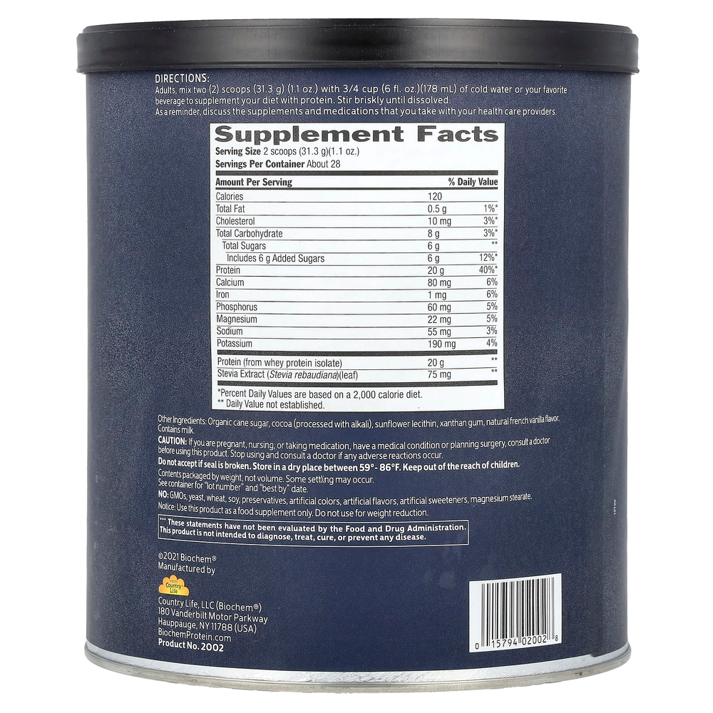 Biochem, 100% цельный изолят из изолята сывороточного протеина, со вкусом шоколада, 878 г (1,9 фунта)