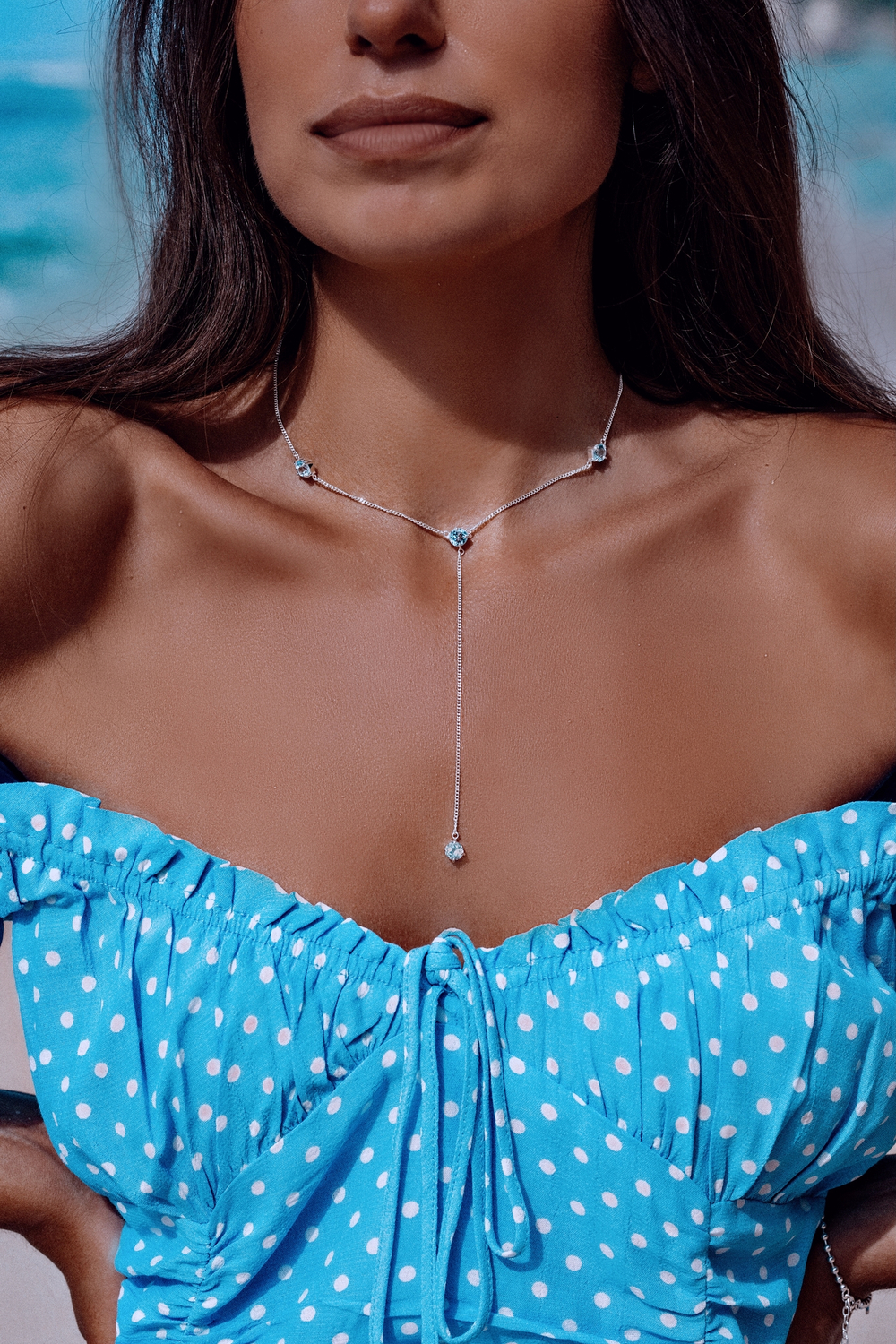 Колье «Созвездие» с голубым топазом