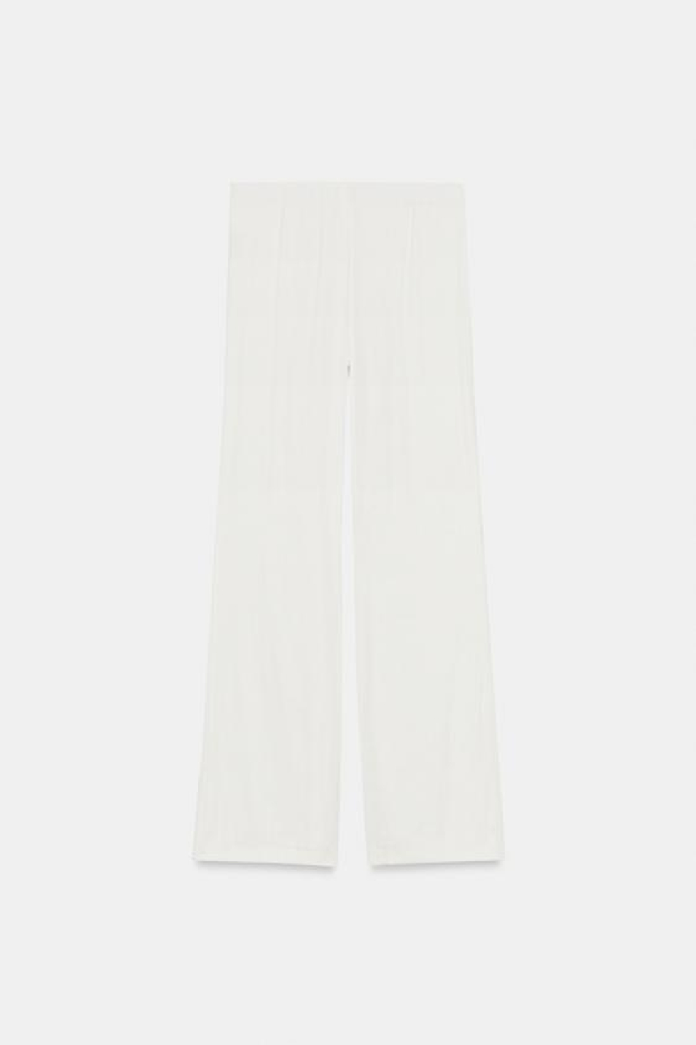 ZARA АТЛАСНЫЕ БРЮКИ FLARE, ЖЕЛТОВАТО-БЕЛЫЙ