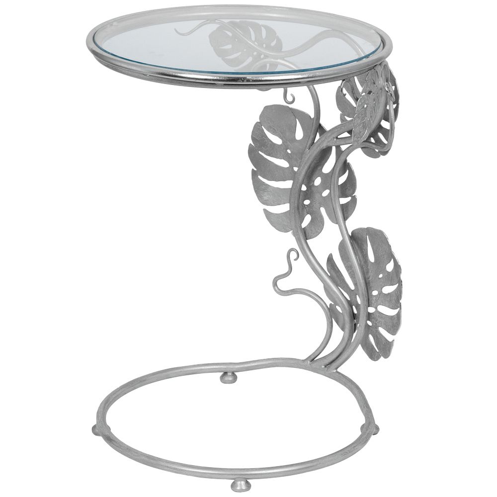 Столик приставной Monstera Deliciosa (Монстера) Античное серебро