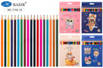 Карандаши 18цв. "Кошки" дерево, шестигран. микс коробка (Basir)